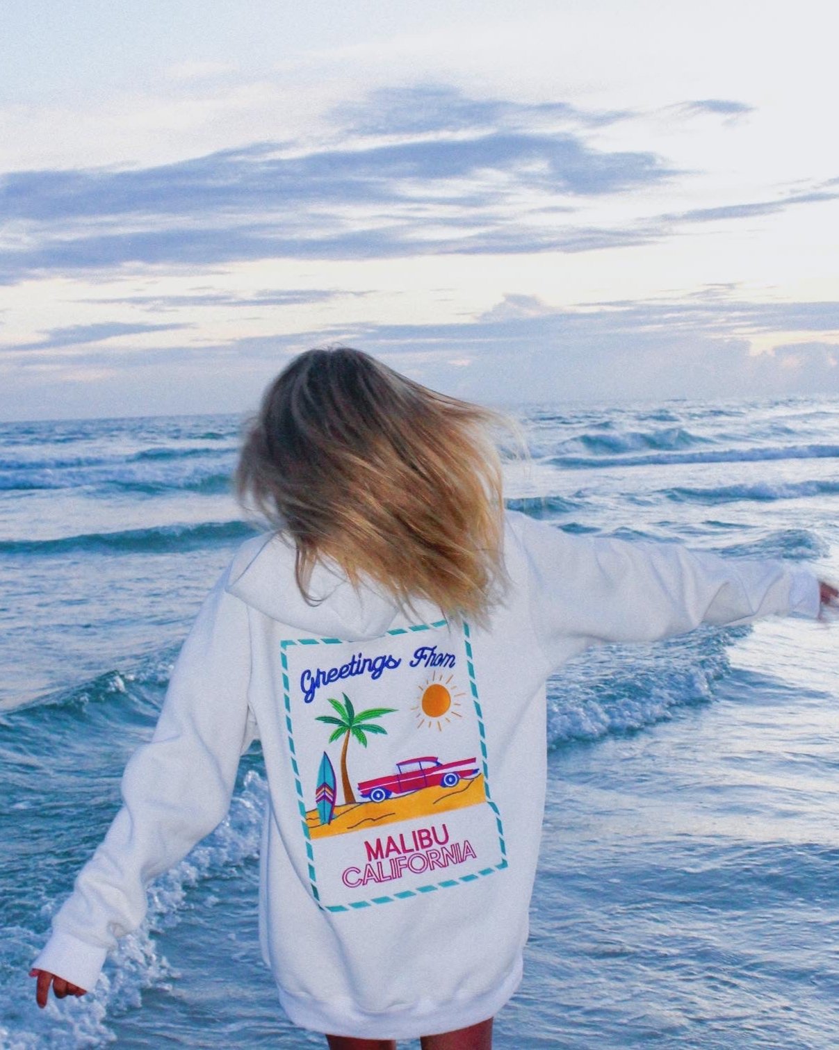 A Postcard from Malibu Embroidered Hoodie