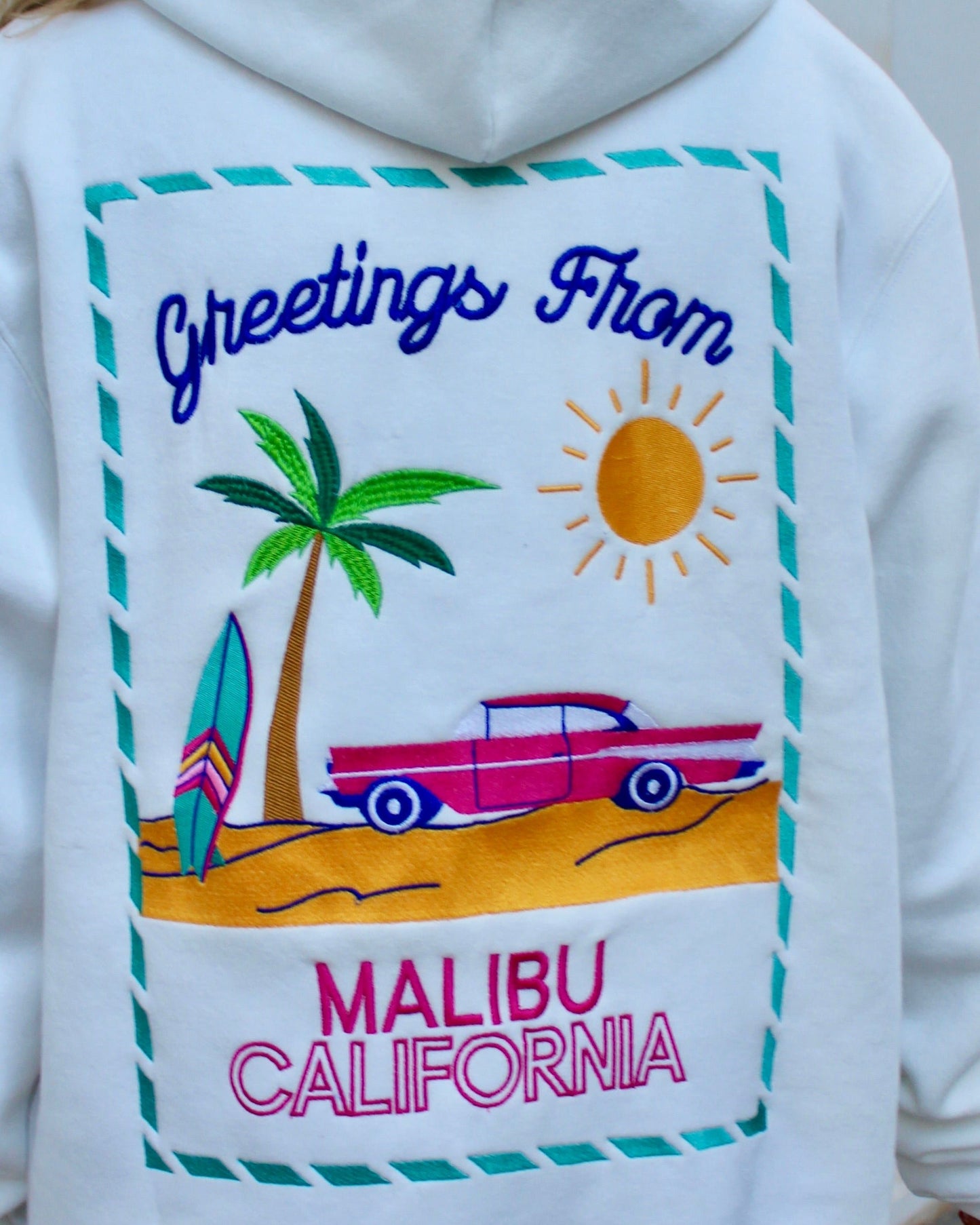 A Postcard from Malibu Embroidered Hoodie